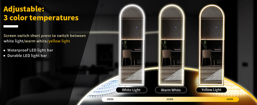 63"x20" Arched LED Full Length Lighted Floor Mirror