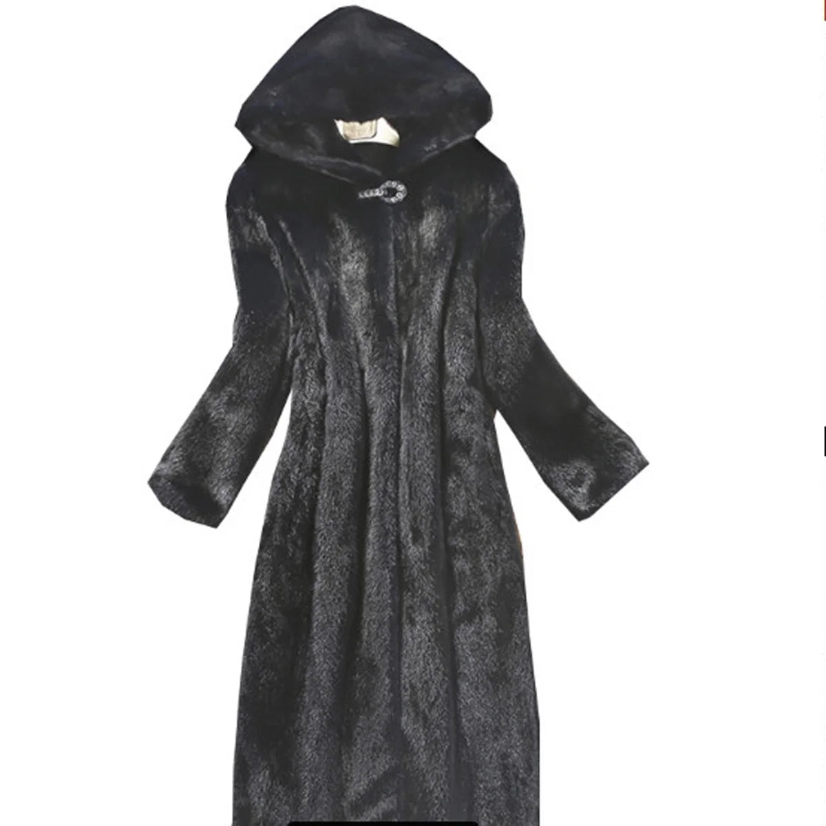 Hooded Faux Mink Fur Coat