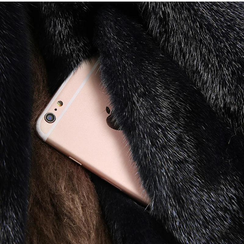 Hooded Faux Mink Fur Coat
