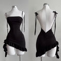 Backless Black Ruffle Minidress
