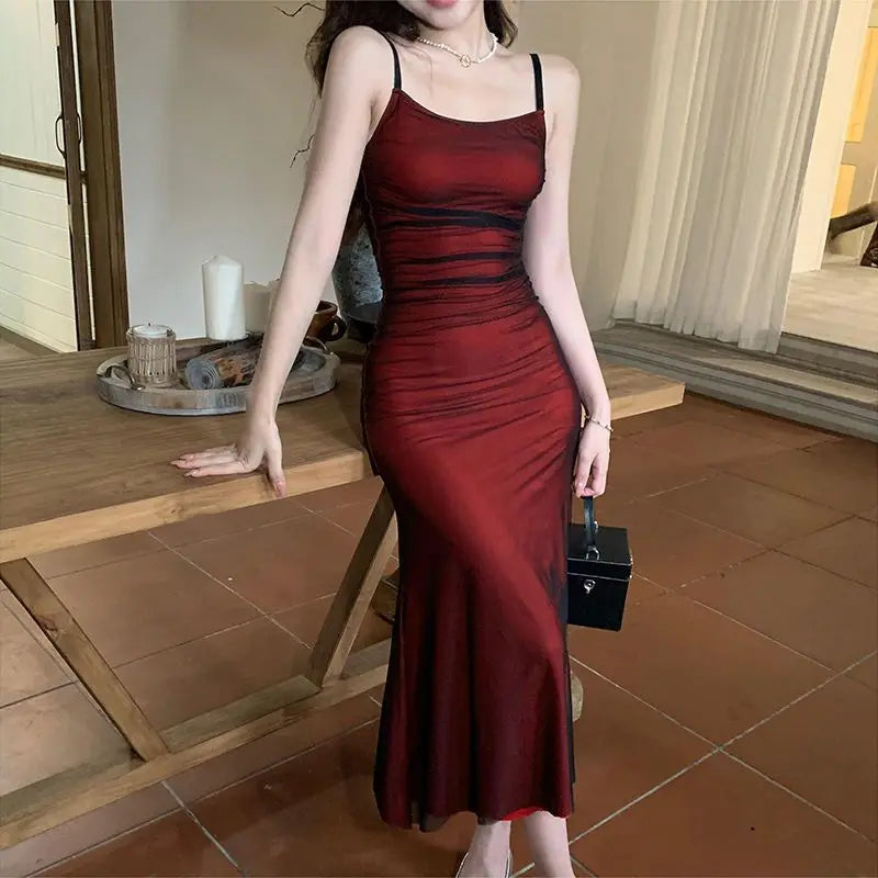 Red Mermaid Slip Dress