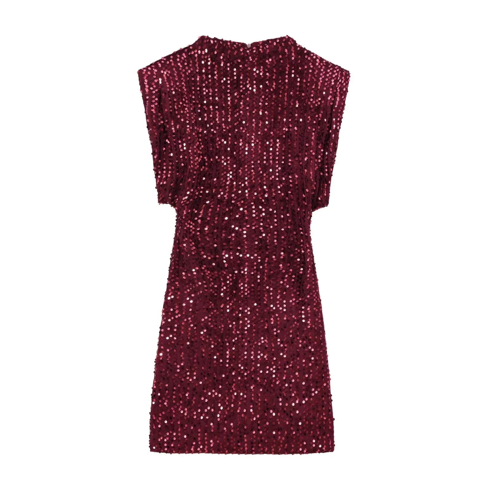 Sequined Shoulder Pad Mini Dress