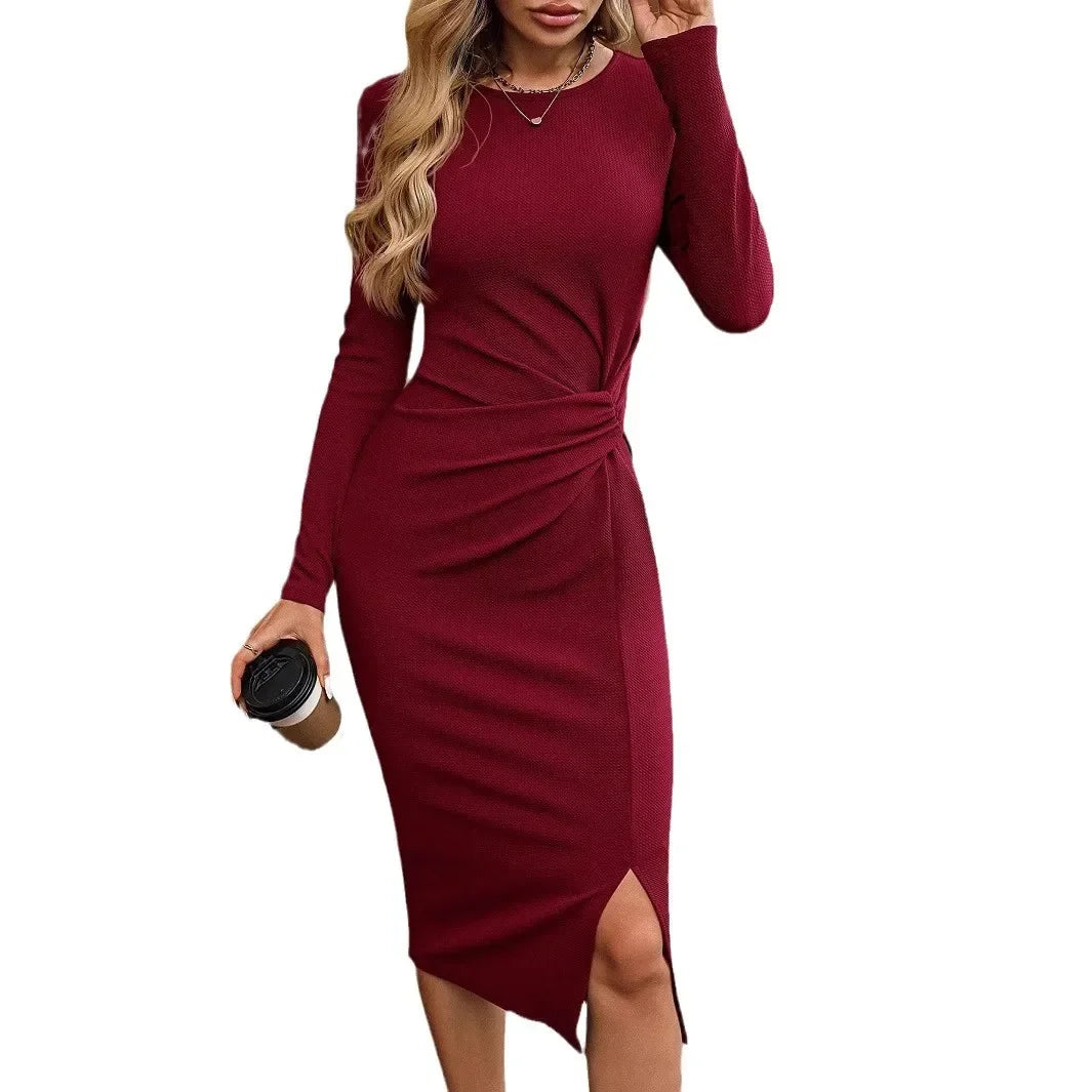 Knotted Slit Midi Dress