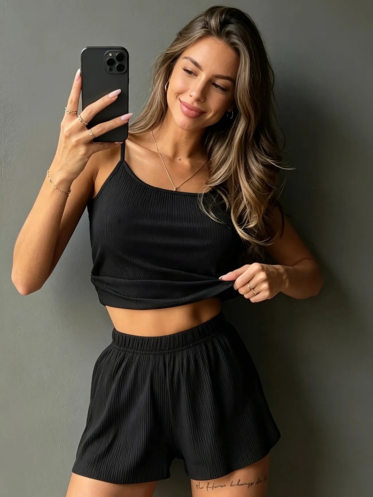 Ribbed Camisole Shorts Set