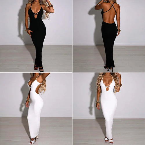 Backless Lace-Up Bodycon Dress