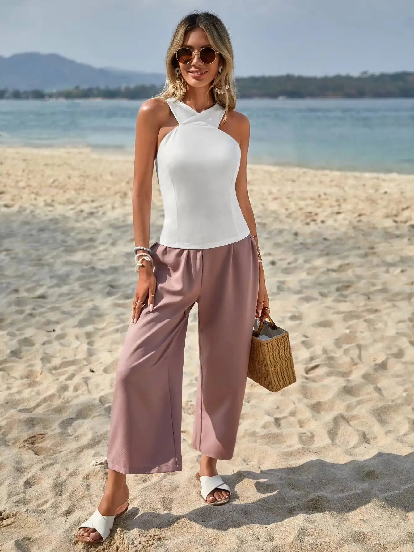 Crisscross Halter Tank Top