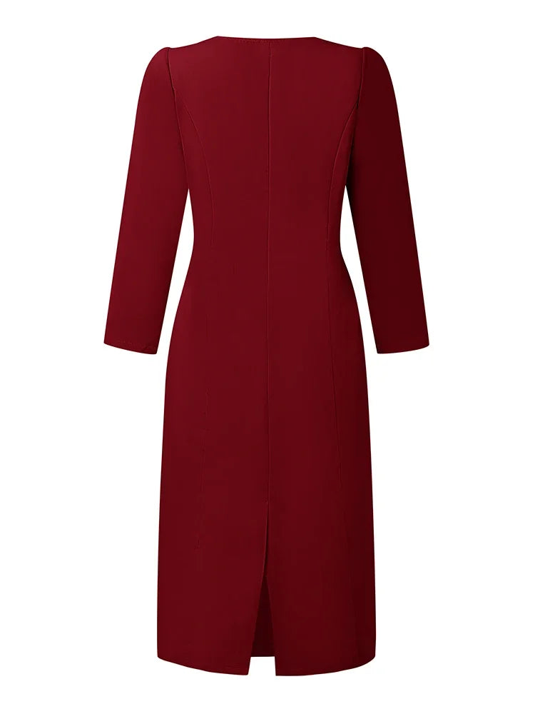 Square Collar Belted Shirt Dress