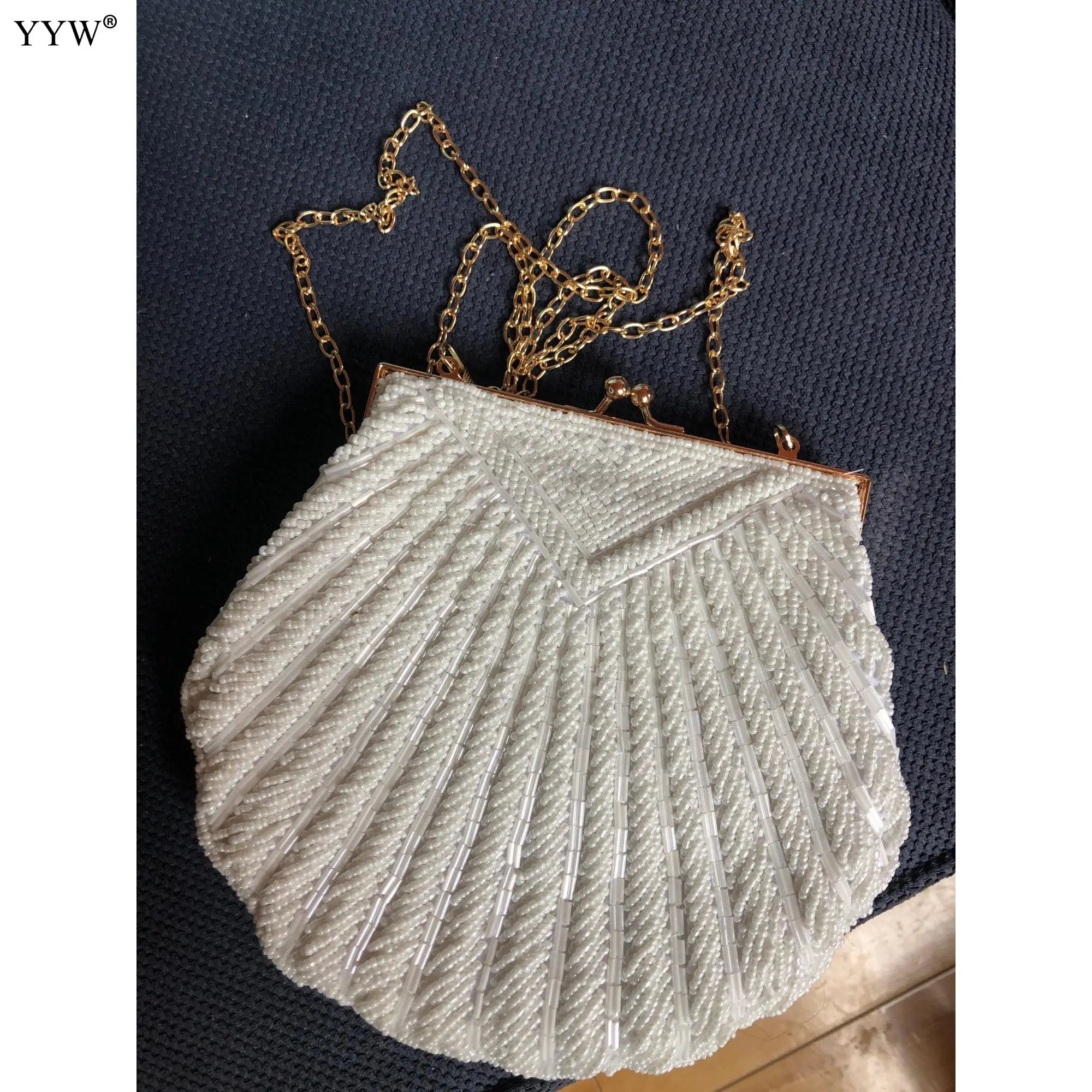 Beaded Shell Clutch Bag