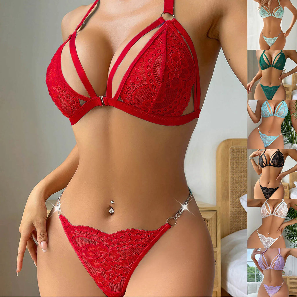 Elegant Embroidered Lace Lingerie Set