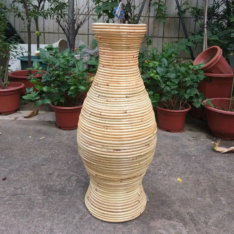 Woven Rattan Floor Vase