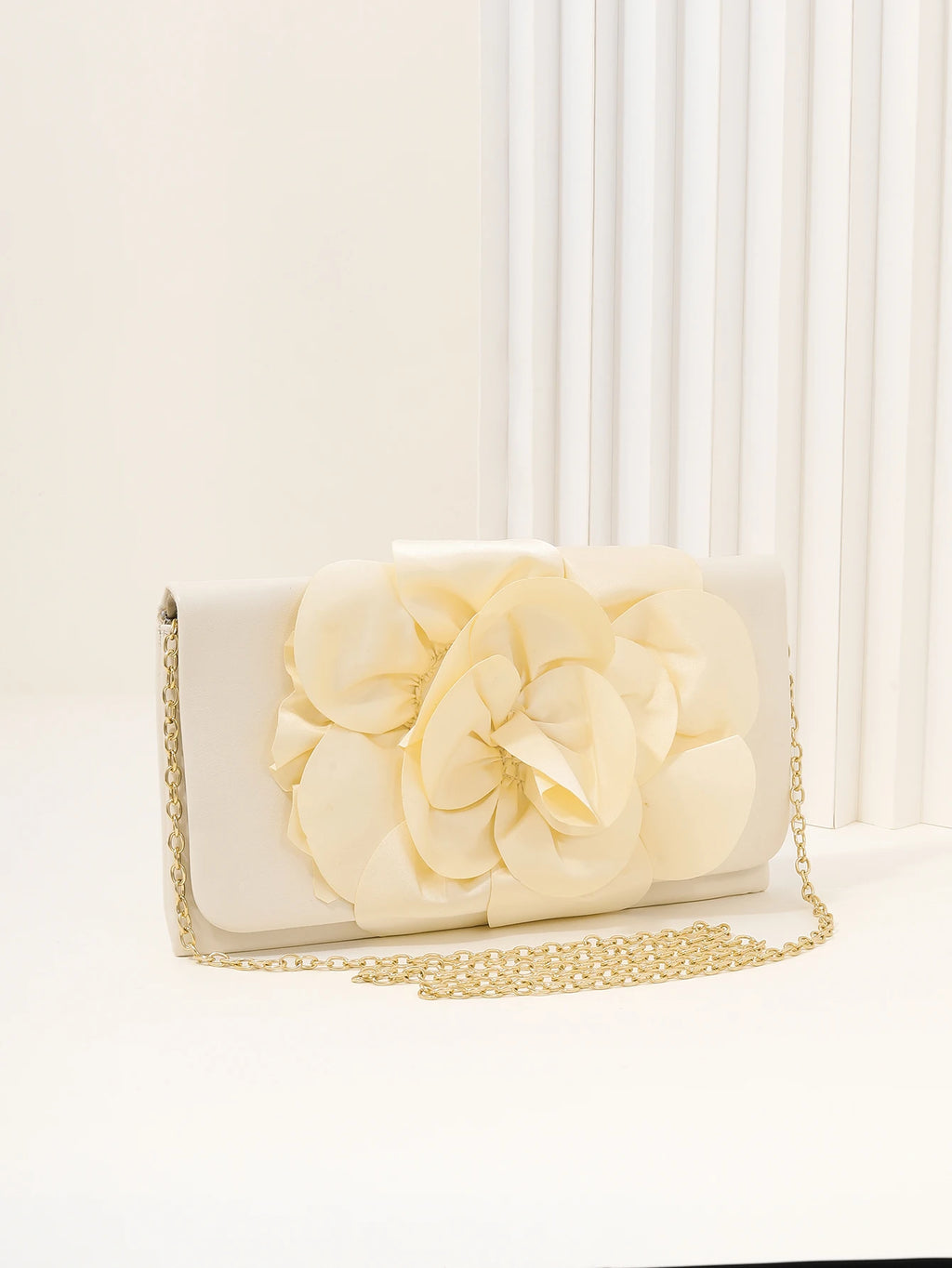 Pleated Flower Clutch Bag