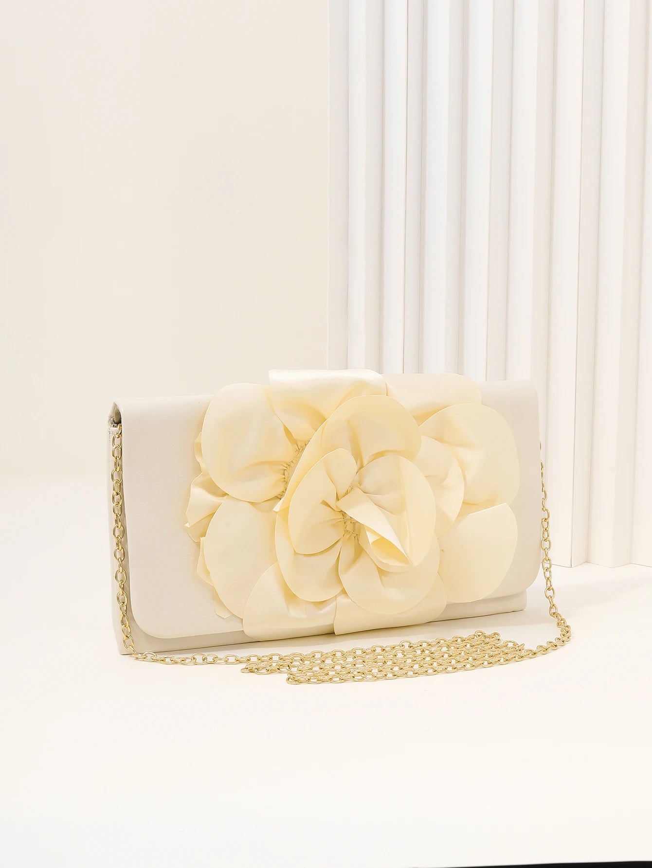 Pleated Flower Clutch Bag