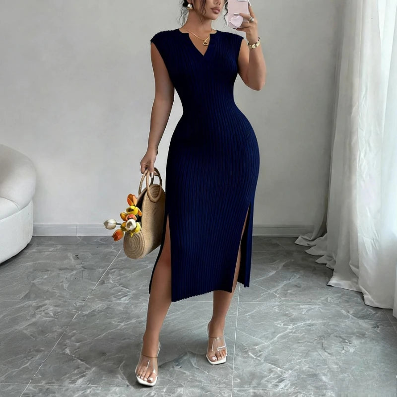 The V-Neck Knit Maxi Dress
