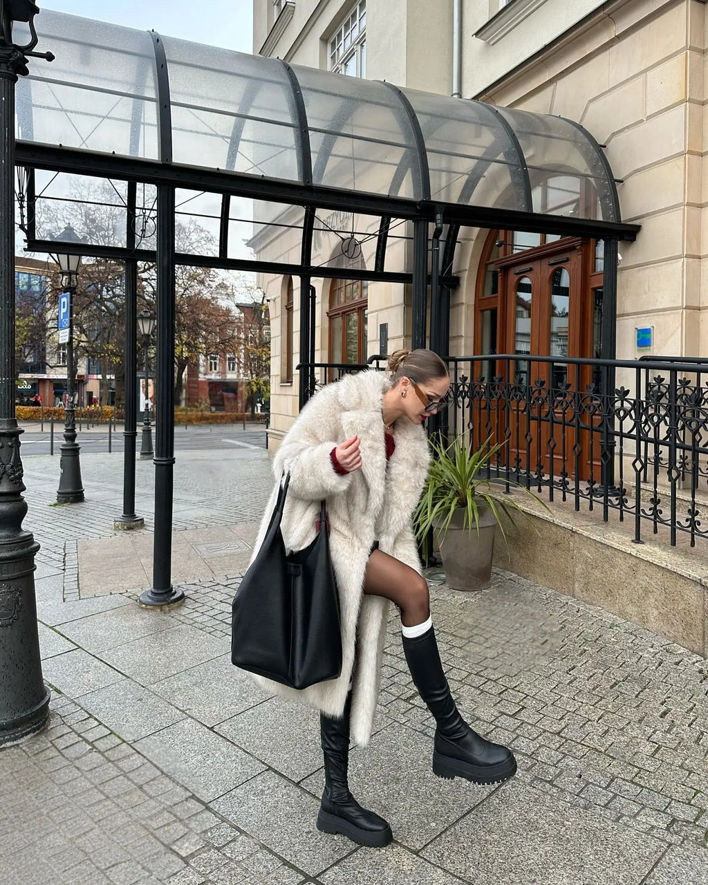 Collared Faux Fur Coat
