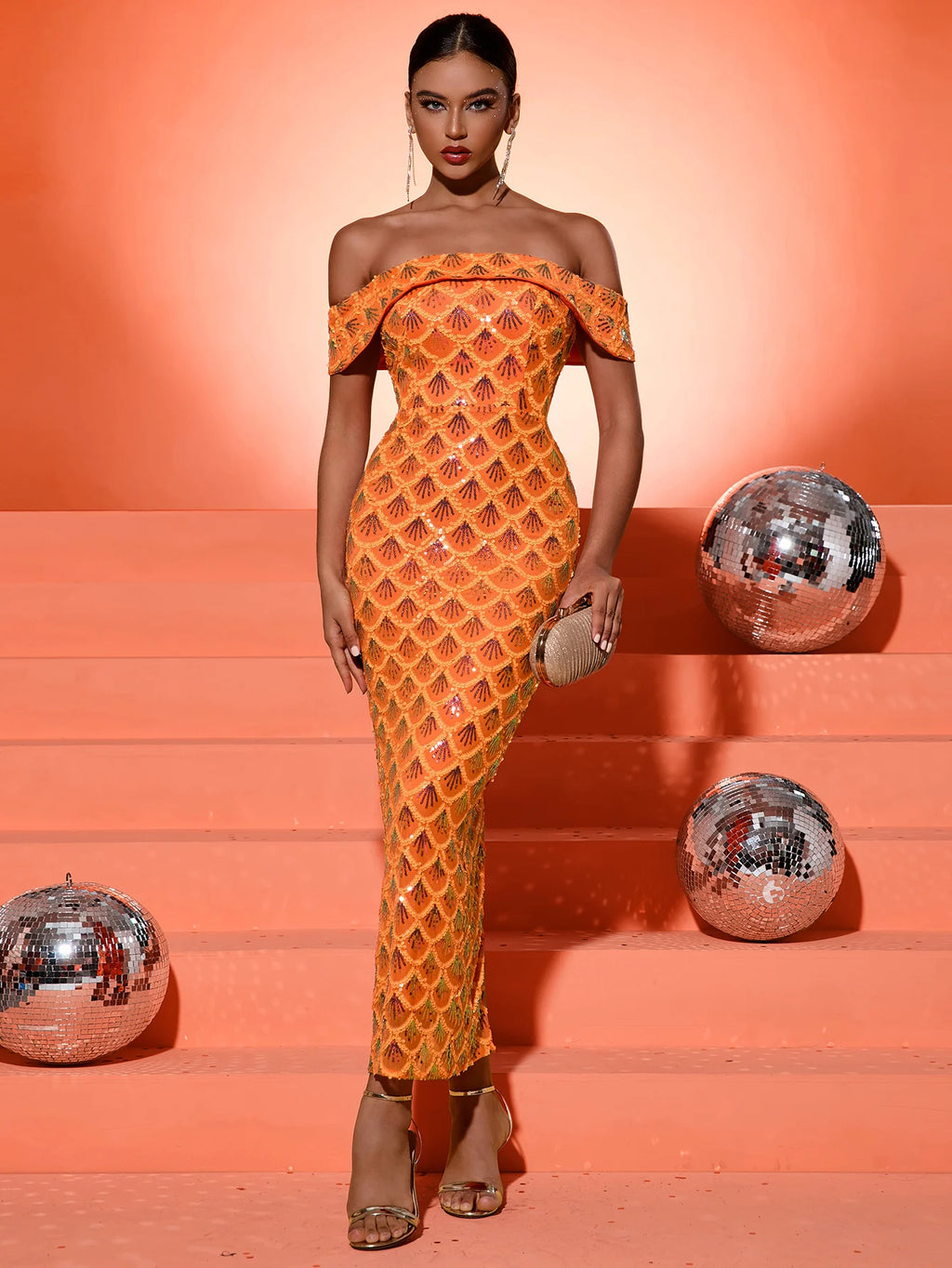 One-Shoulder Sparkling Gown