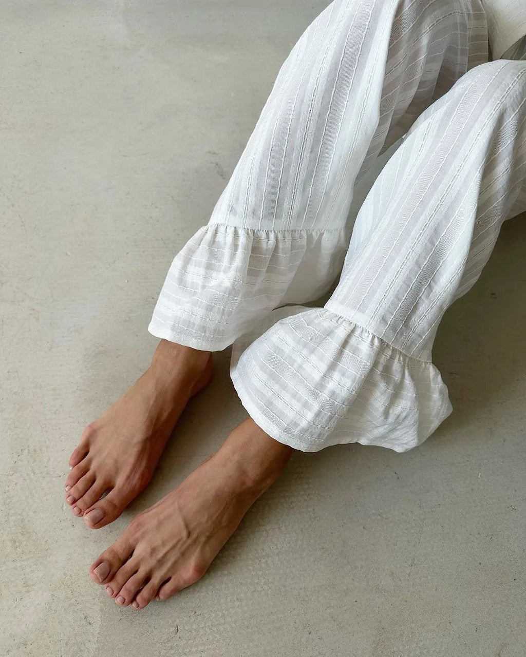 100% Cotton Ruffle Hem  Lounge Set