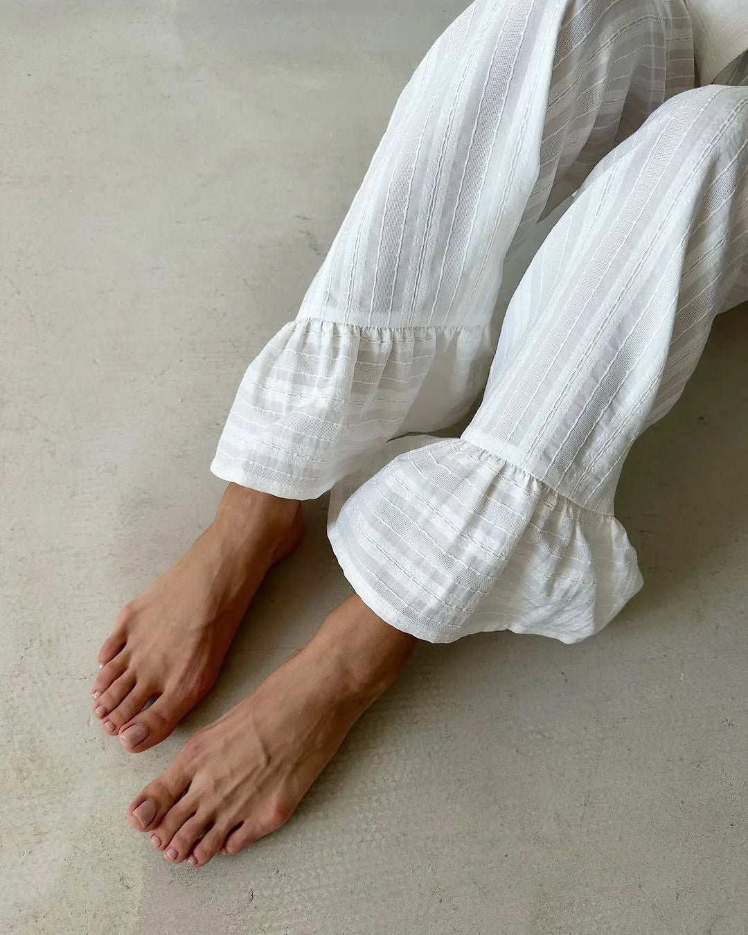 100% Cotton Ruffle Hem  Lounge Set