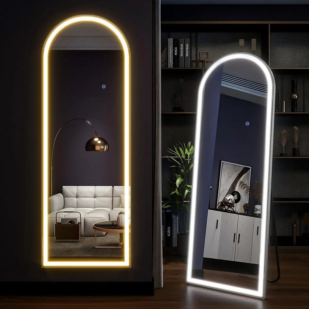 63"x20" Arched LED Full Length Lighted Floor Mirror