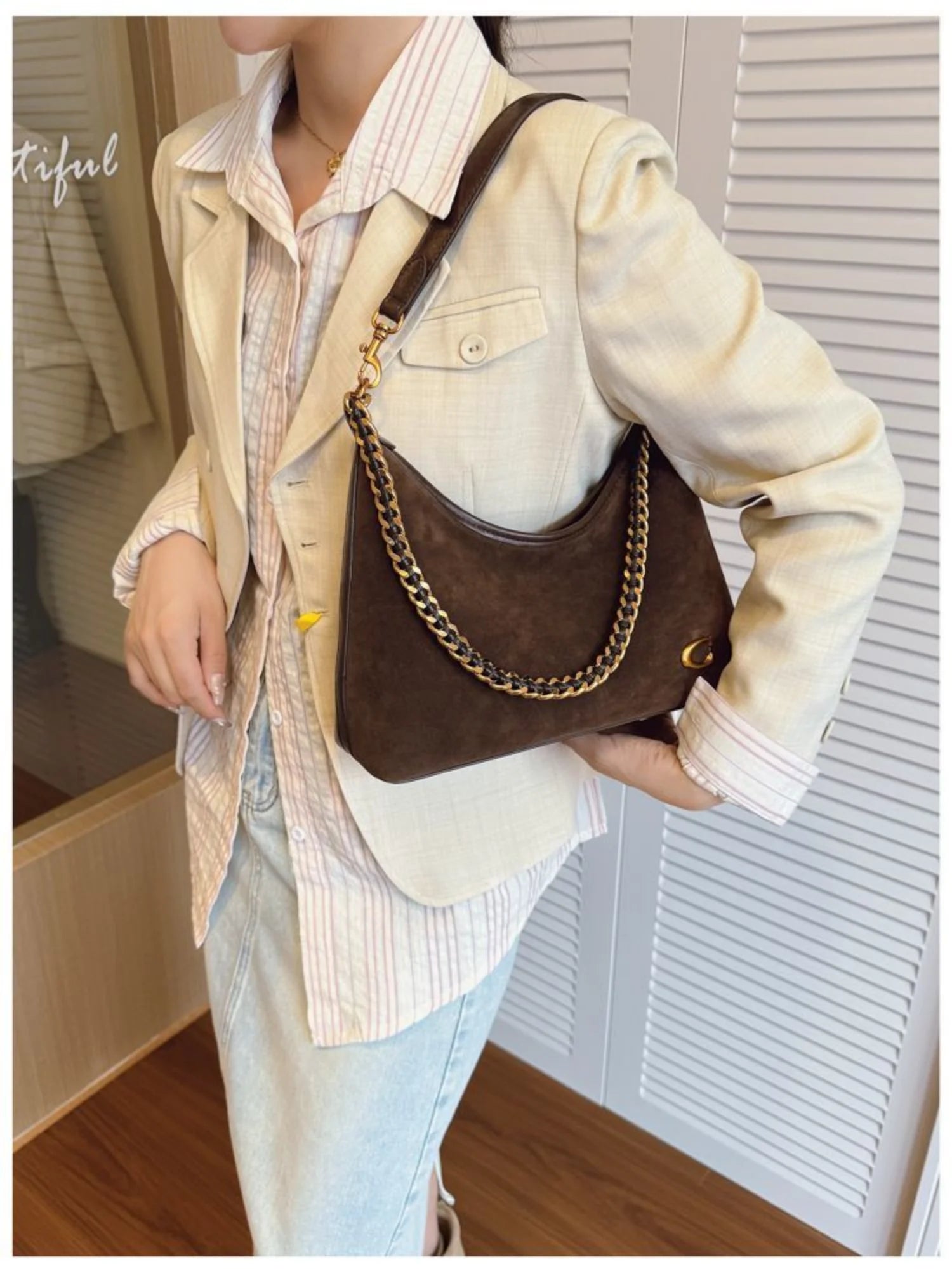 The Suede Chain Tote