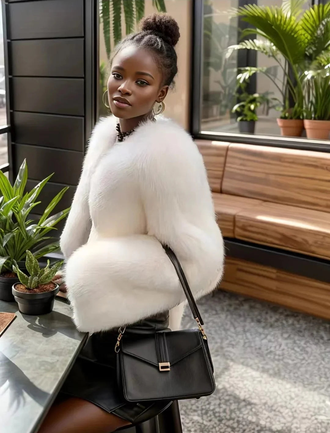 Black Faux Fox Fur Jacket
