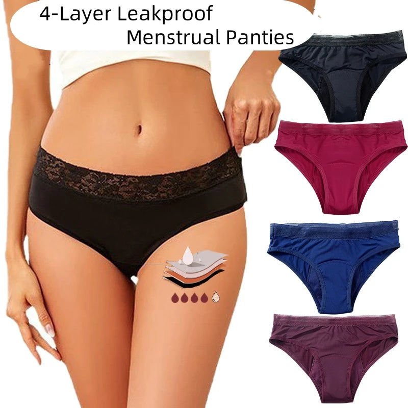 Seamless Cotton Menstrual Panties 4-Layer Leakproof Fast Absorption Women Period Panties Mid-Rise Incontinence Undies