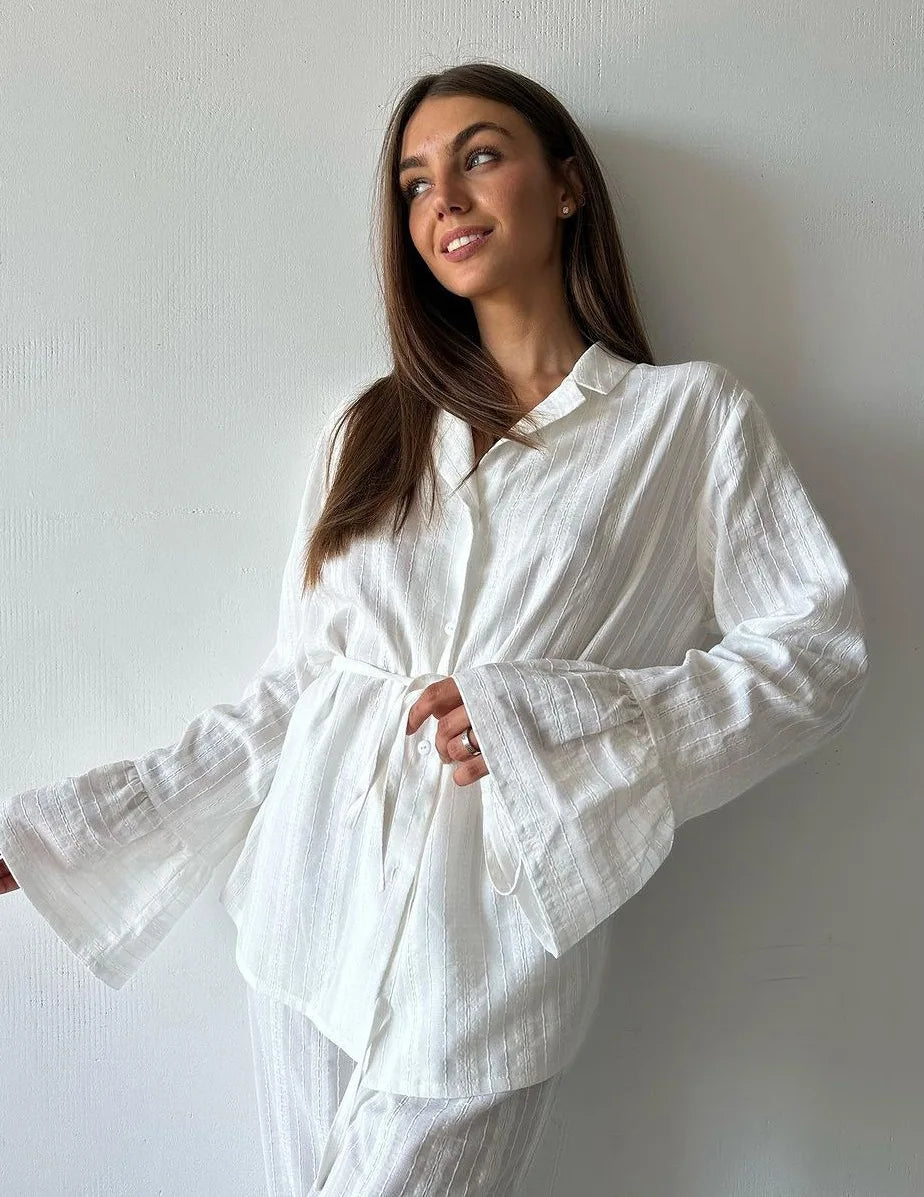 100% Cotton Ruffle Hem  Lounge Set
