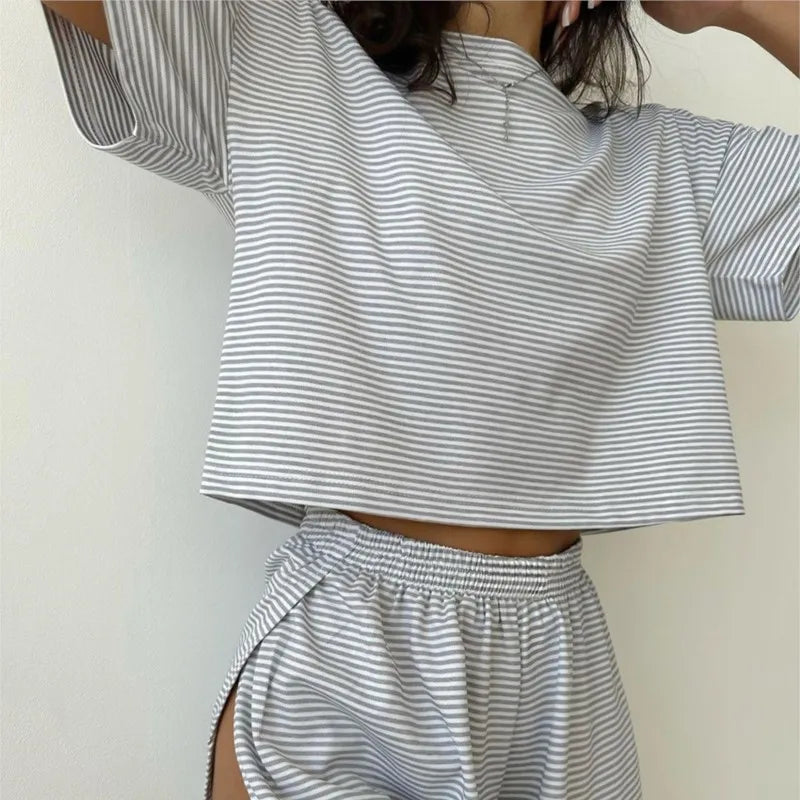 Striped Pajama Short Set