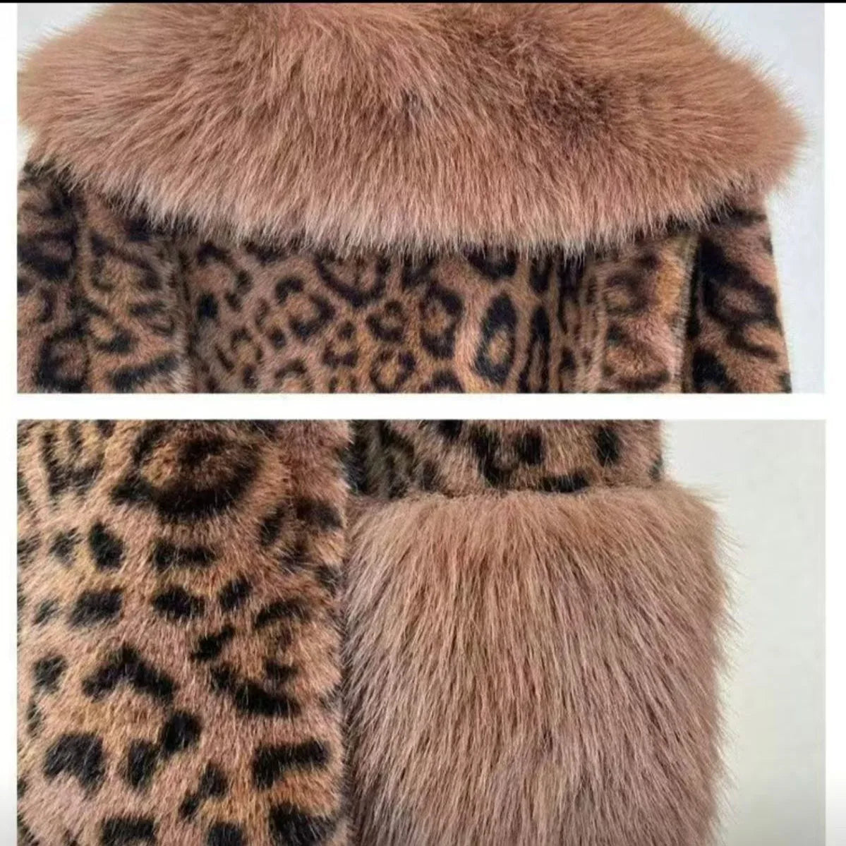 Leopard Print Fur Coat with Belt