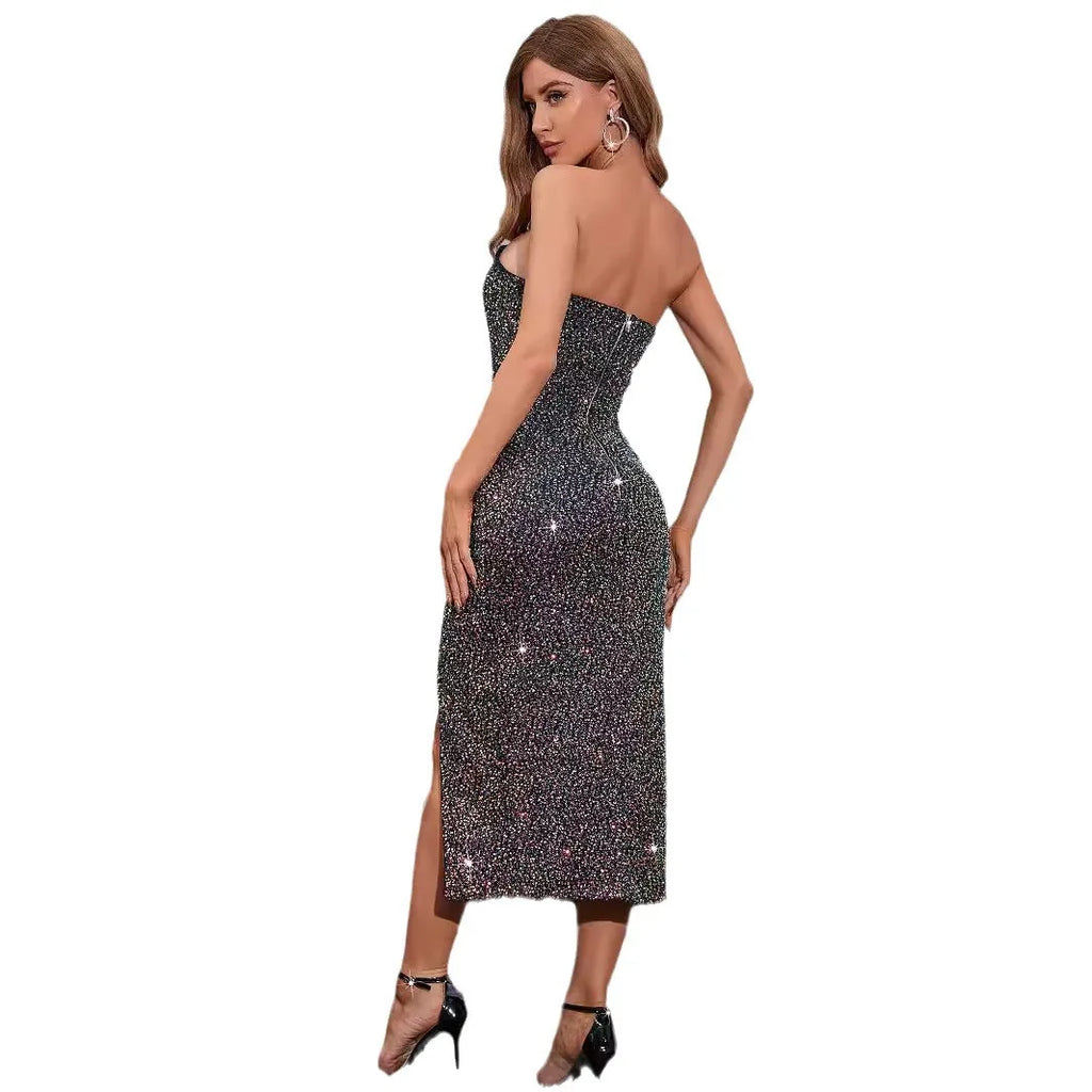 Strapless Sequin Evening Gown