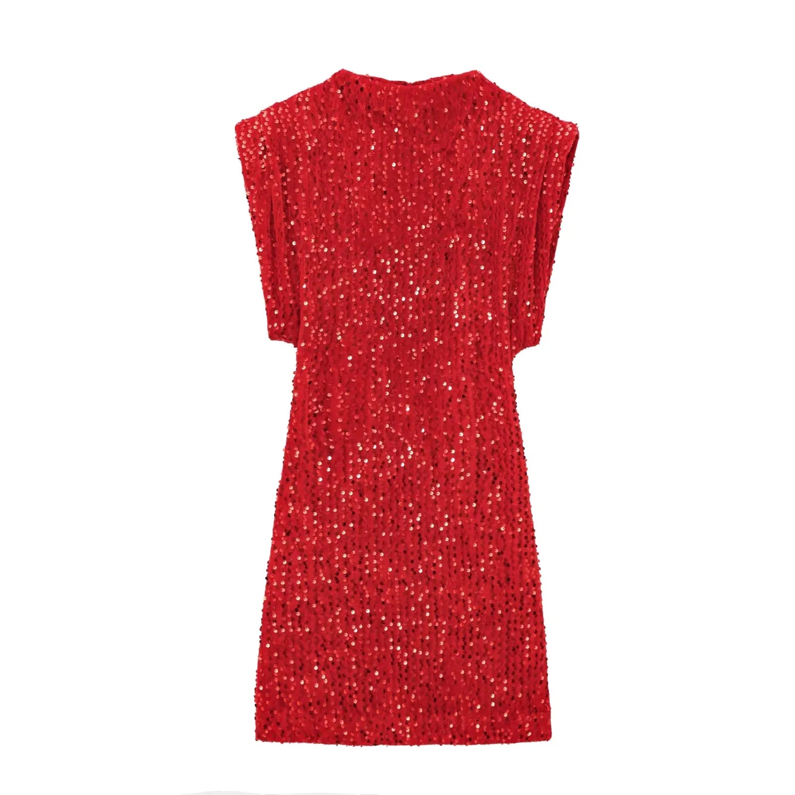 Sequined Shoulder Pad Mini Dress