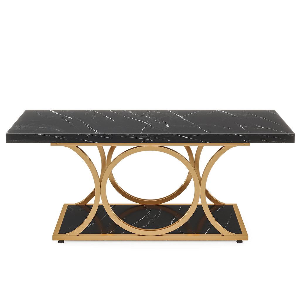2-Tier Faux Marble Wood Coffee Table