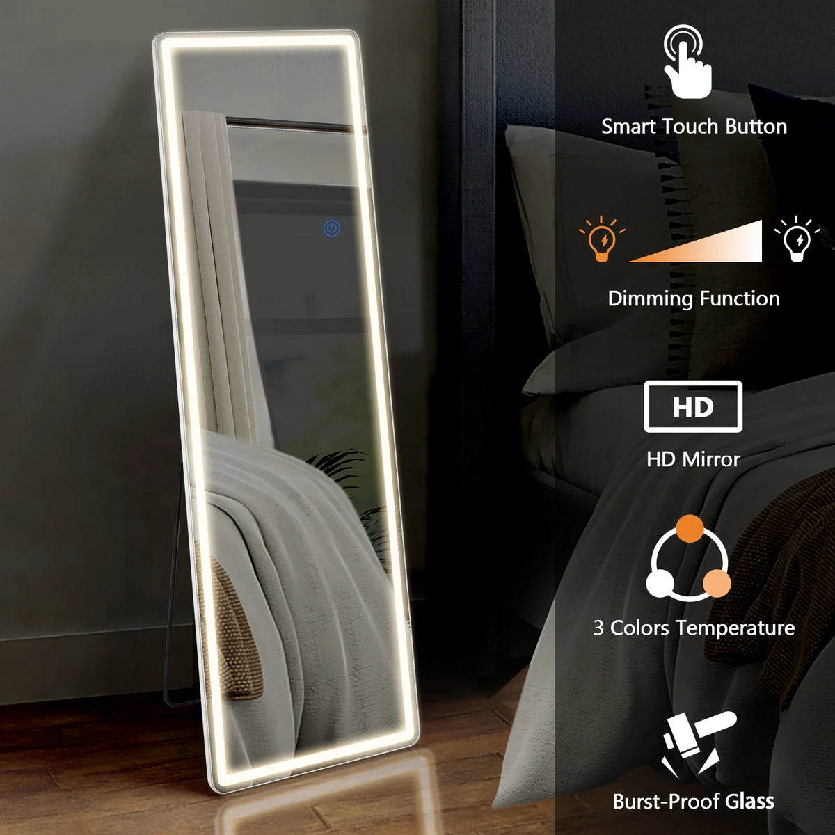 JHK 64x21 Inch Led Full Length Mirror