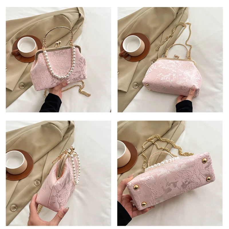 Pearl Lace Evening Clutch