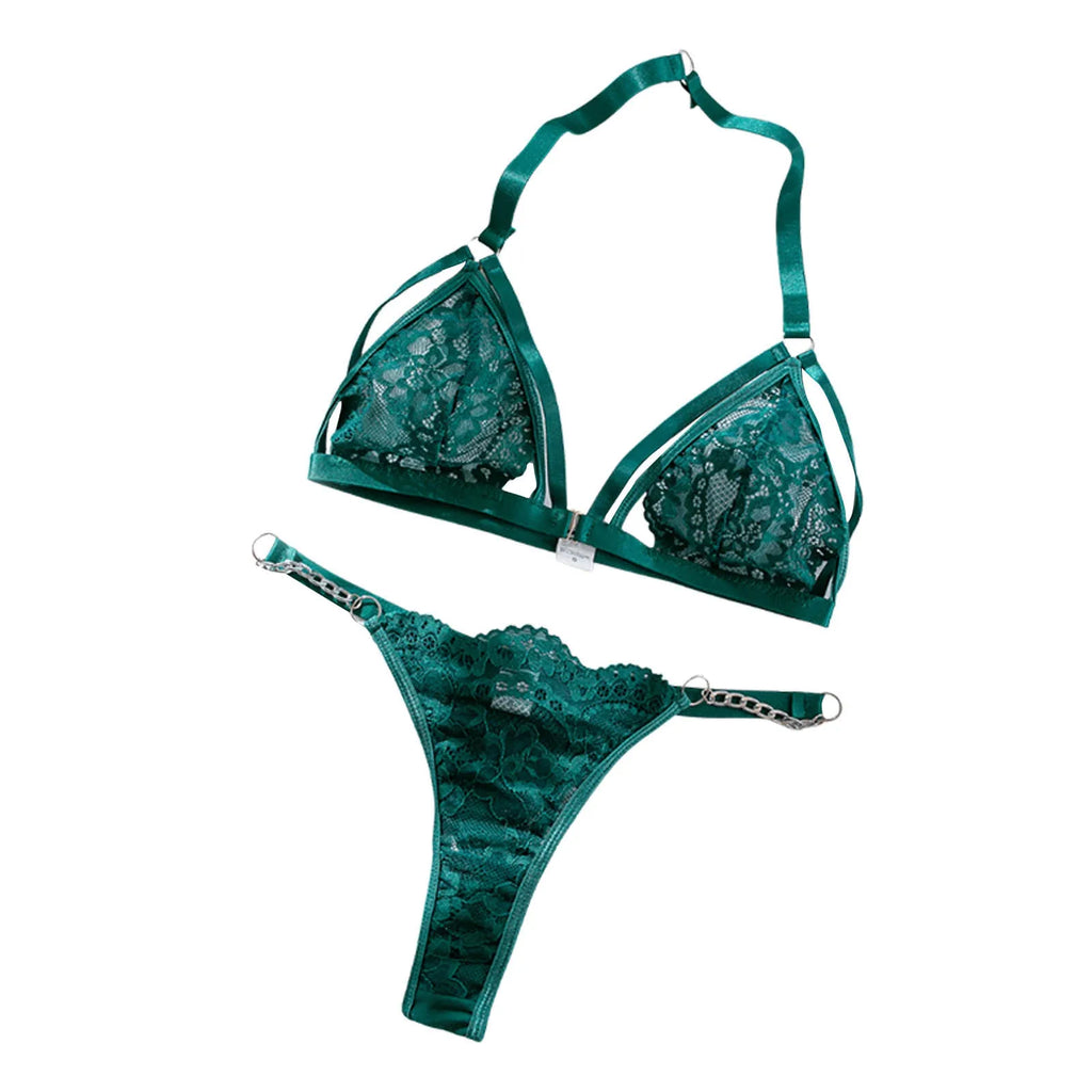 Elegant Embroidered Lace Lingerie Set