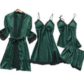 Satin & Lace Pajama Set - 4 Piece