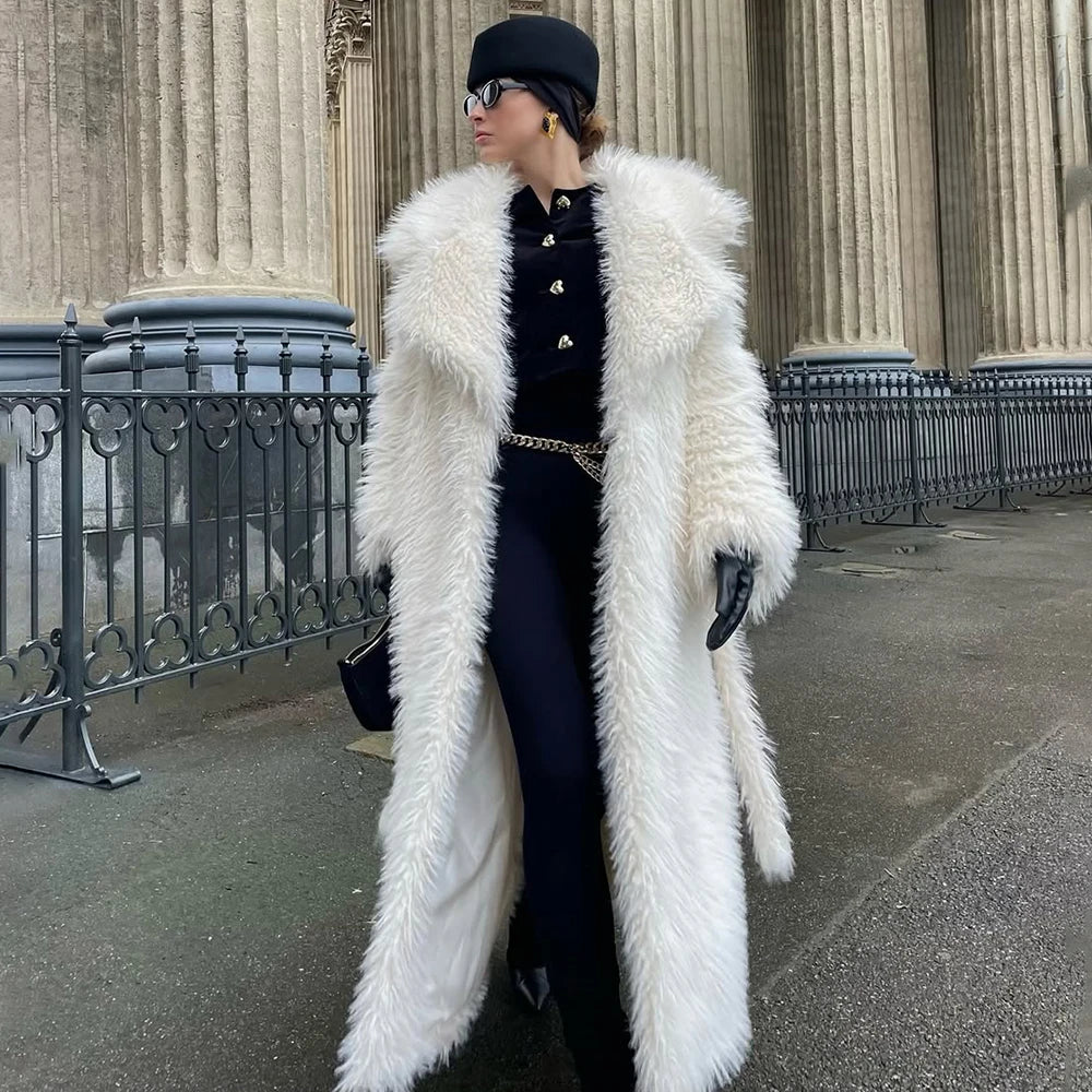 Belted Plush Fur Coat