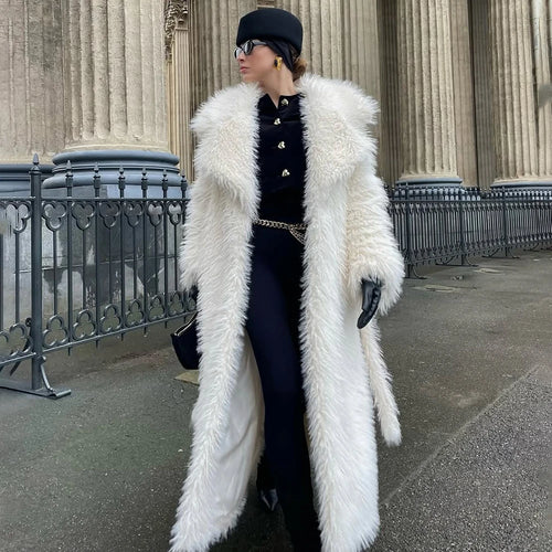 Belted Plush Fur Coat