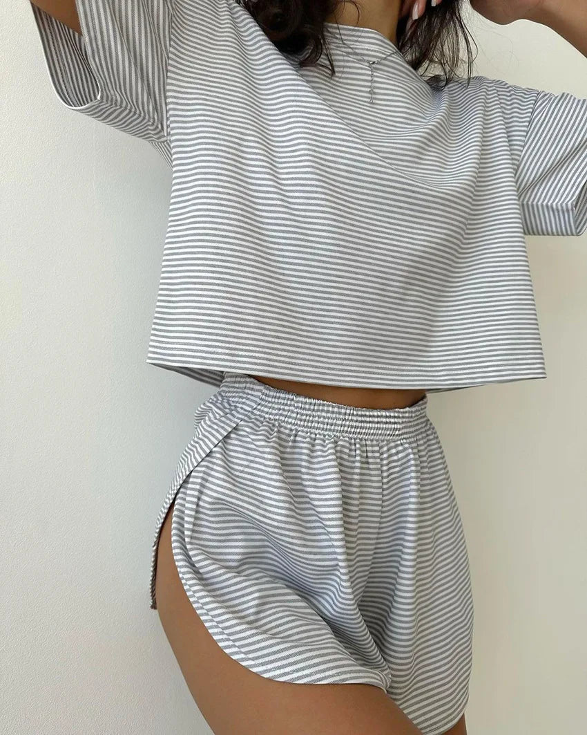 Striped Pajama Short Set