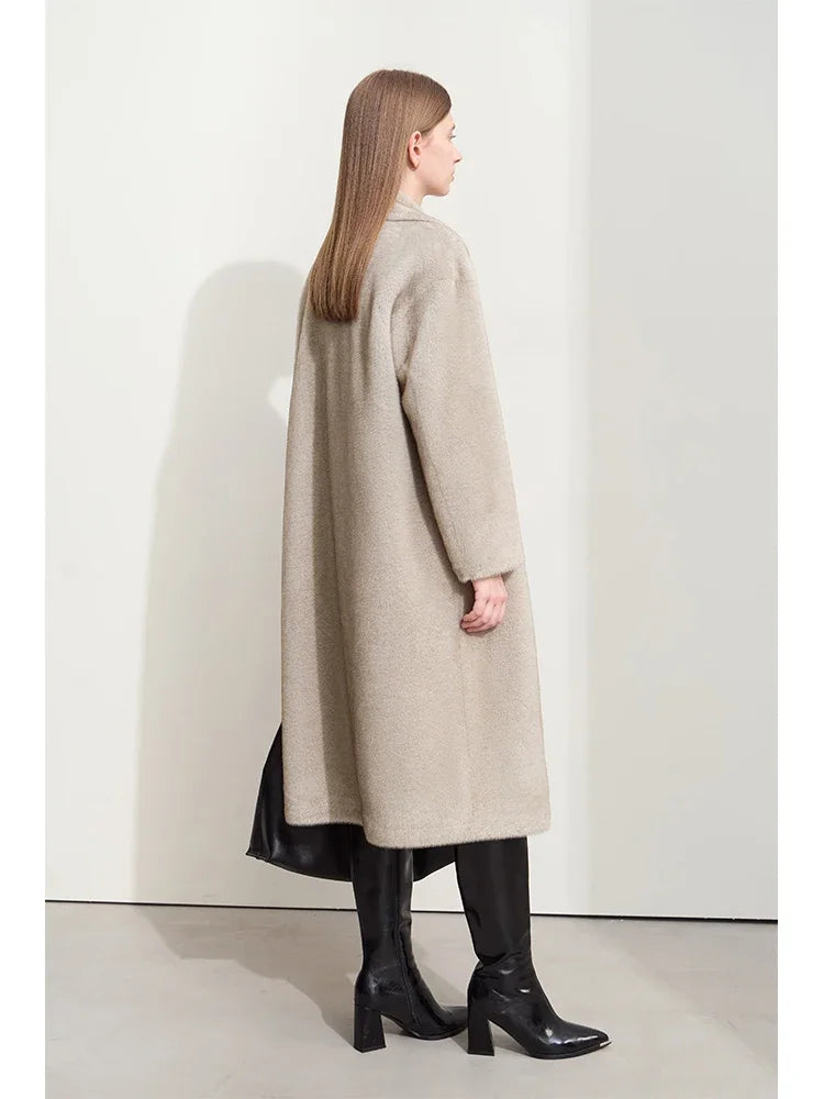 Double-Breasted Faux Mink Coat