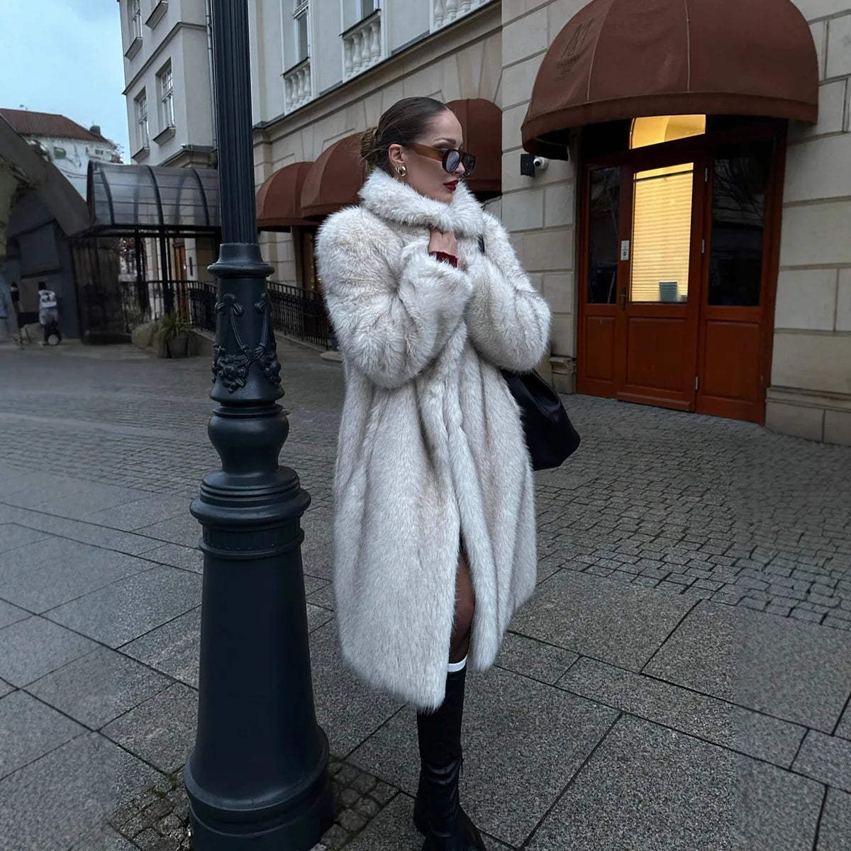 Collared Faux Fur Coat