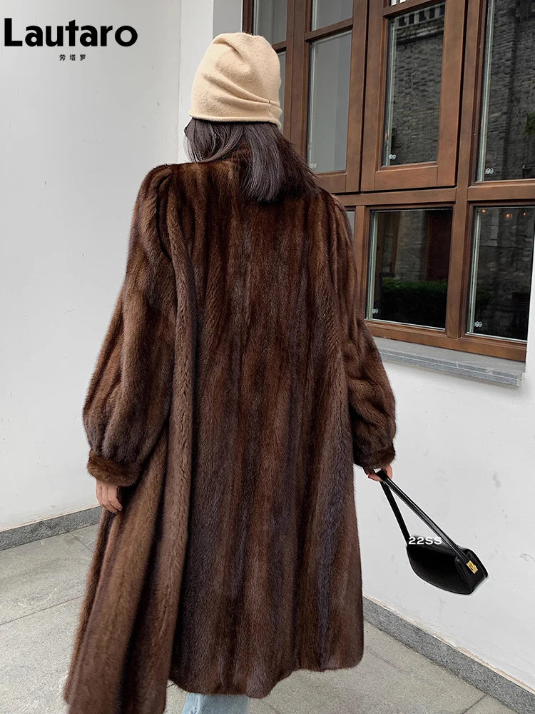 Brown Faux Mink Fur Coat