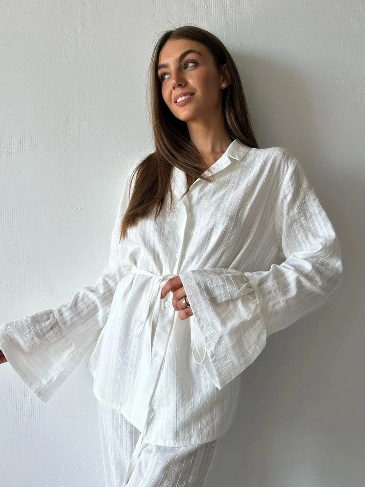 100% Cotton Ruffle Hem  Lounge Set