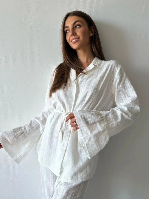 100% Cotton Ruffle Hem  Lounge Set