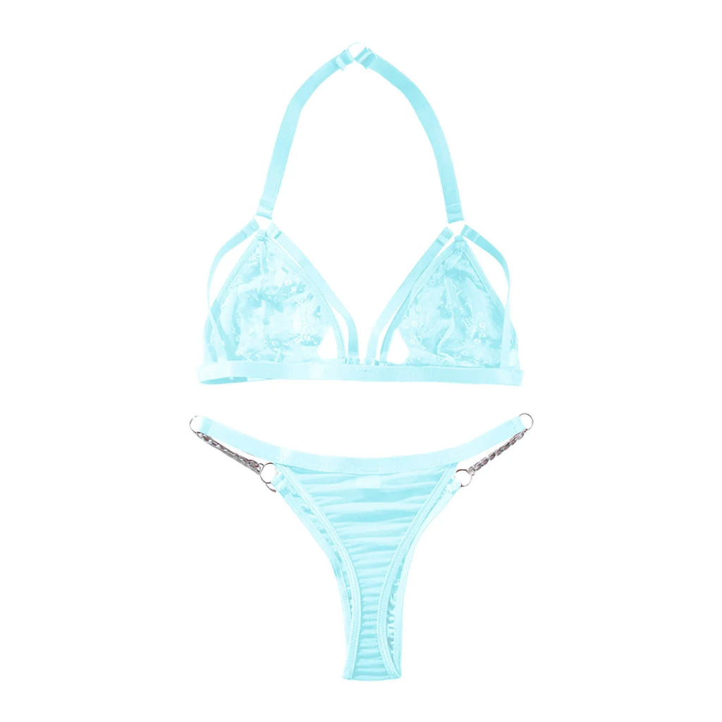 Elegant Embroidered Lace Lingerie Set