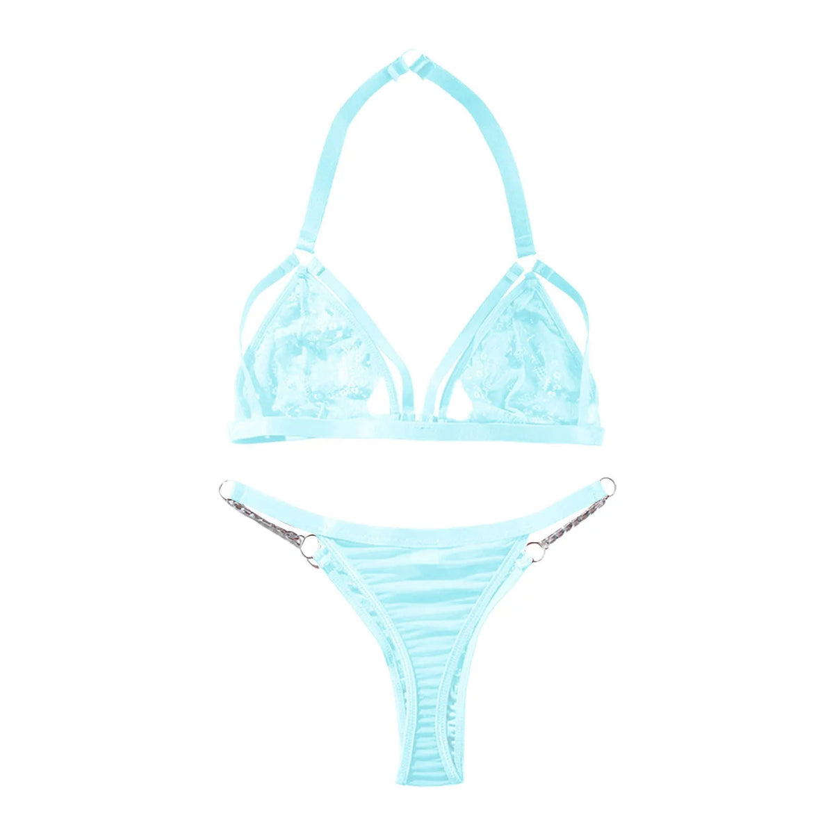 Elegant Embroidered Lace Lingerie Set