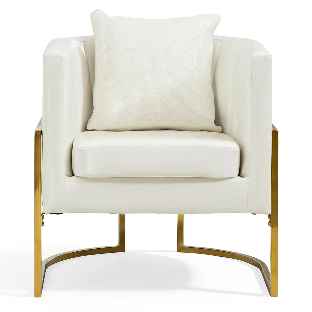 Leather Upholstered Barrel Armchair (with Pillow)
