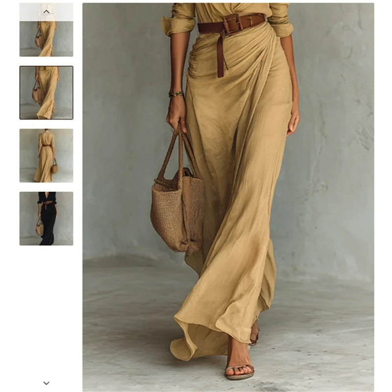 Belted Lapel Shirt Dress