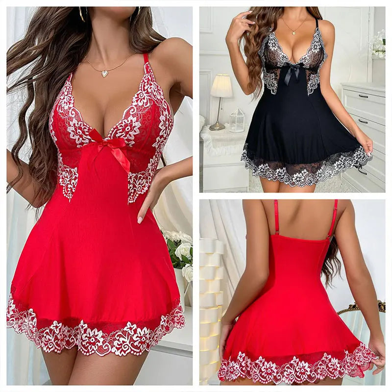 Deep V Mini Sleepwear Set