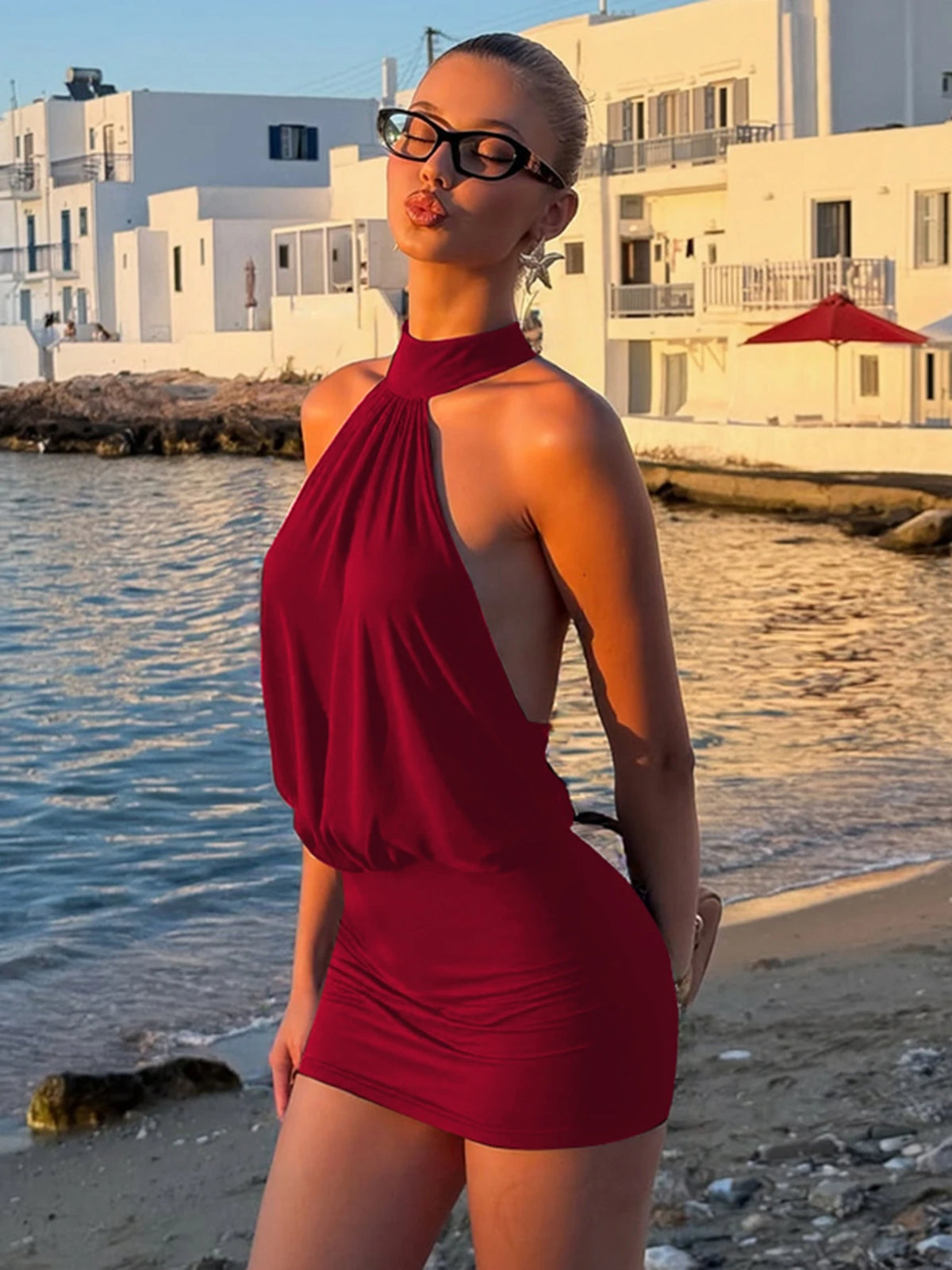 The Backless Lace-up Bodycon Dress
