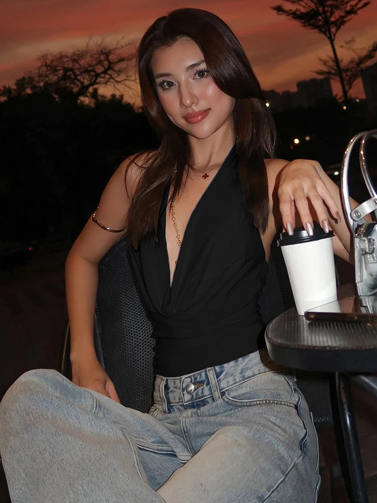 Backless Halter Tank Top